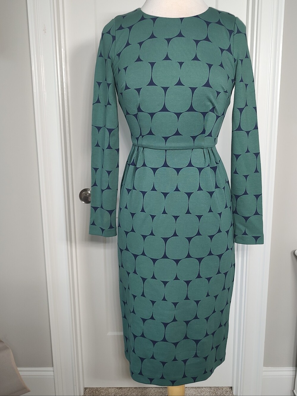 Boden 6L Green Geometric Sheath Dress
